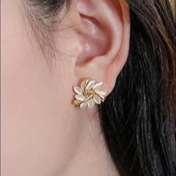 Opal Petal Stud Earrings - Picture 2 of 2